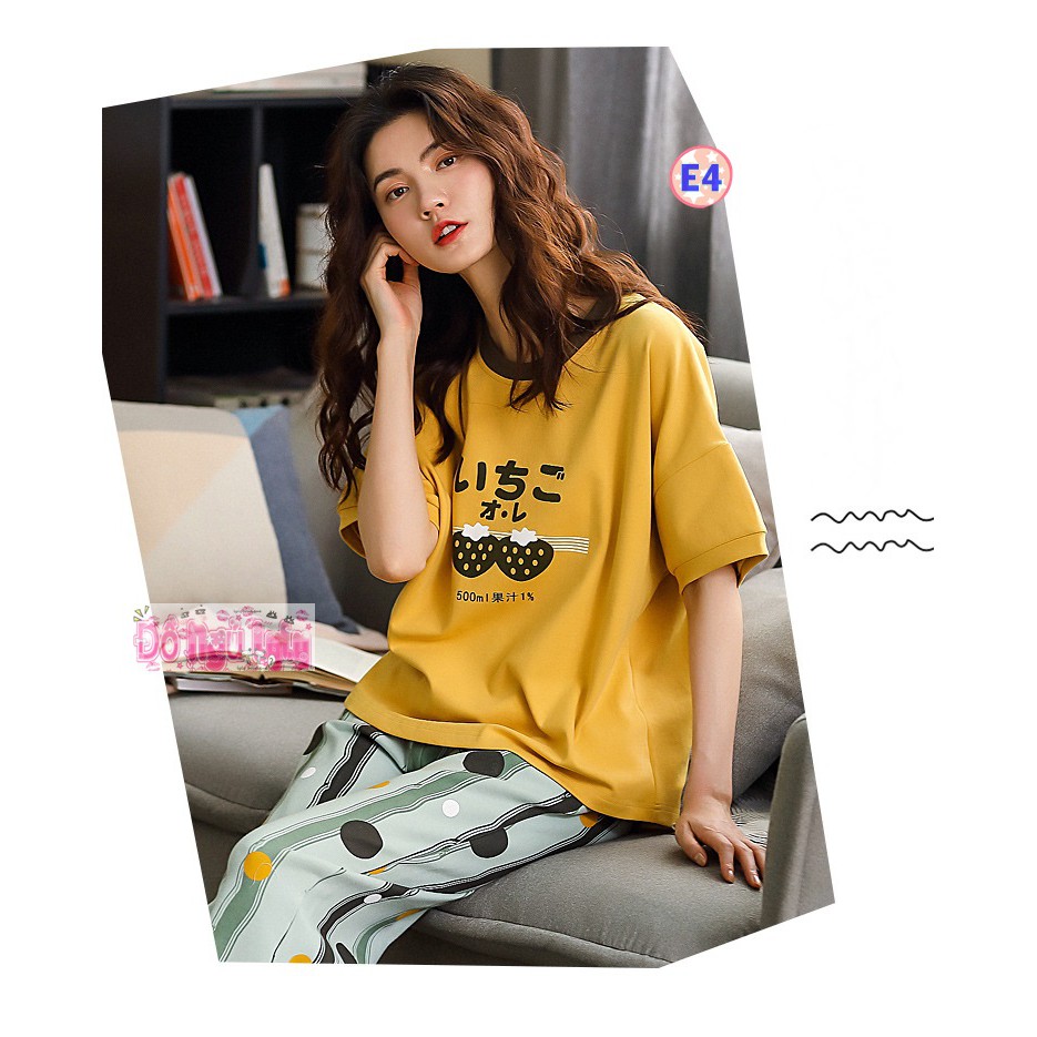 Bộ Ngủ Mùa Hè Thun cotton ( 100% cotton) mỏng mát E4 | BigBuy360 - bigbuy360.vn