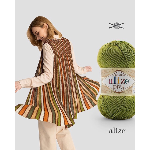 [Bảng màu 2] Cuộn sợi bóng Diva hãng len Alize yarns đan móc Bikini, áo, váy, thú, túi ví, nón