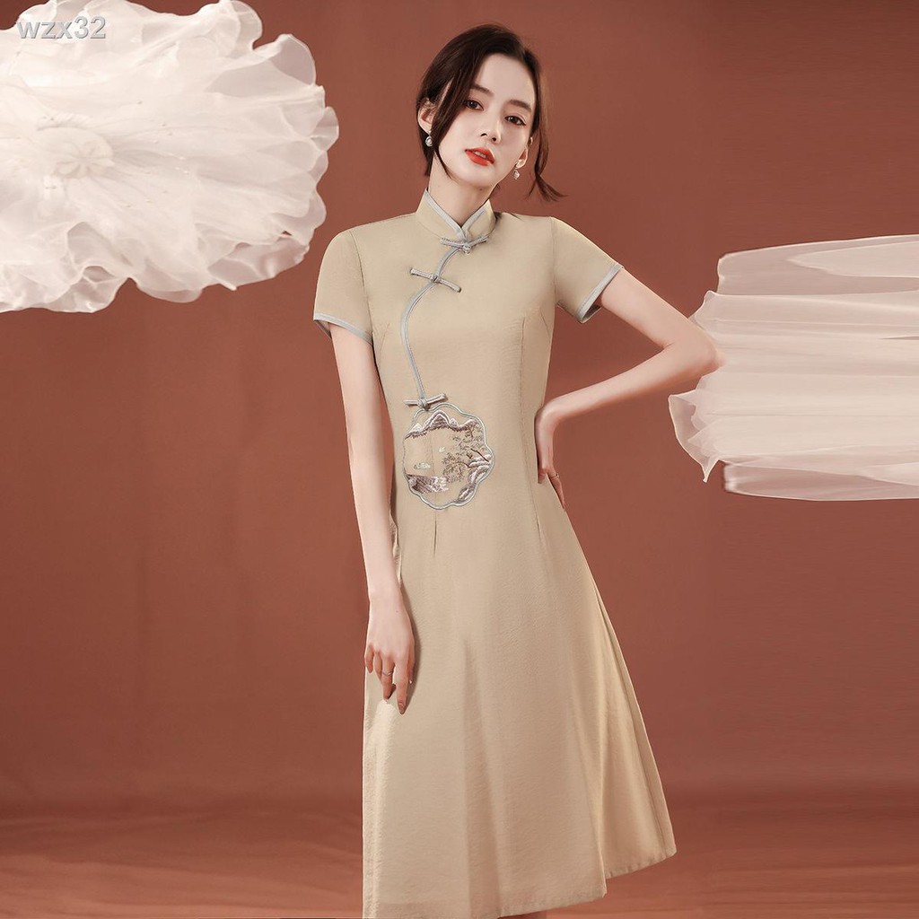 mùa hè cải tiến kiểu váy a-line Trung Quốc cổ điển Các cô gái trẻ có thể mặc sườn xám hàng ngày 2021 phong cách mới
