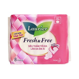 Combo 6 gói Băng vệ sinh Laurier Fresh and Free siêu thấm có cánh 8 miếng