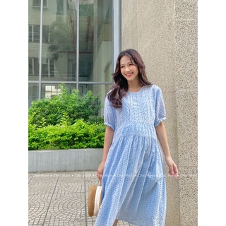 Váy bầu maxi thô hoa thêu