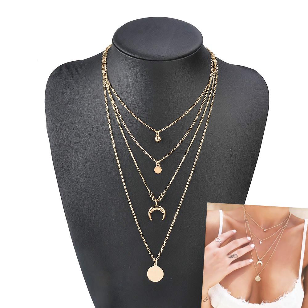 Vòng cổ choker nhiều lớp mặt thanh lịch dành cho phái nữ
