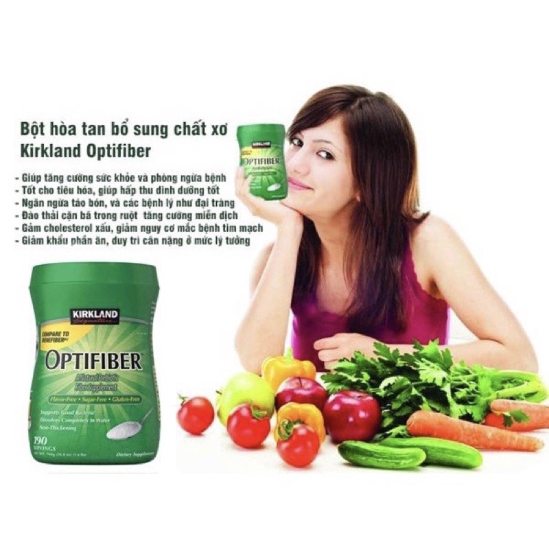 Bột Hòa Tan Bổ Sung Chất Xơ Kirkland Signature Optifiber 760g của Mỹ