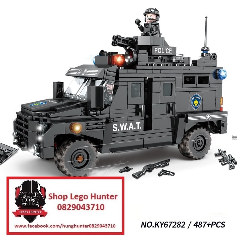 Kazi KY 67282 SWAT Bộ đồ chơi lắp ráp Xe tải bọc thép chuyên chở Lính đặc nhiệm vũ trang