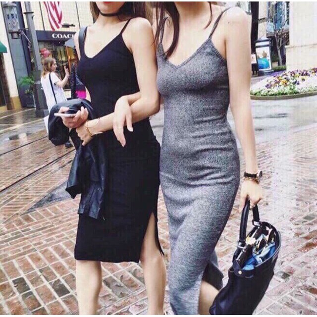 Đầm Ôm Body 2 Dây Xẻ Đùi Tôn Dáng Quyến Rũ Siêu Co Giãn | BigBuy360 - bigbuy360.vn