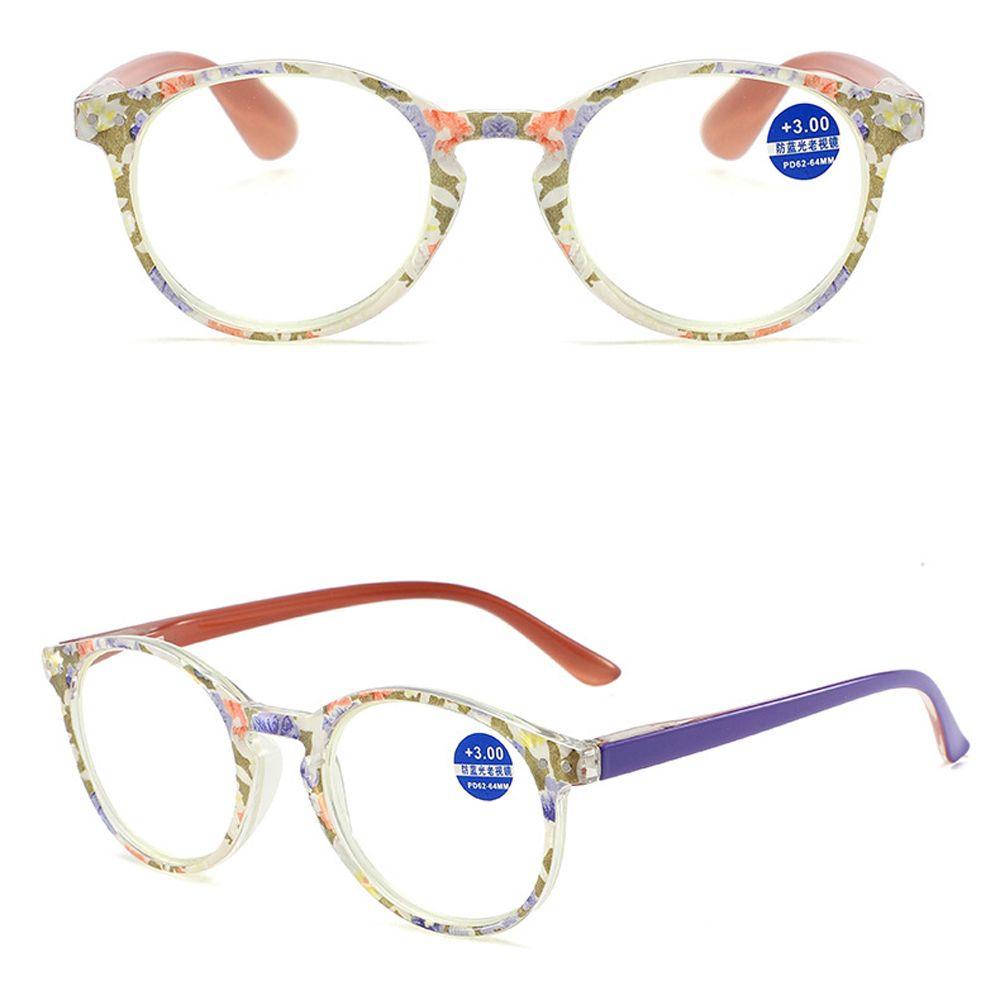 Kính Đọc Sách Gọng Tròn Họa Tiết Hoa Màu Ngà Thời Trang