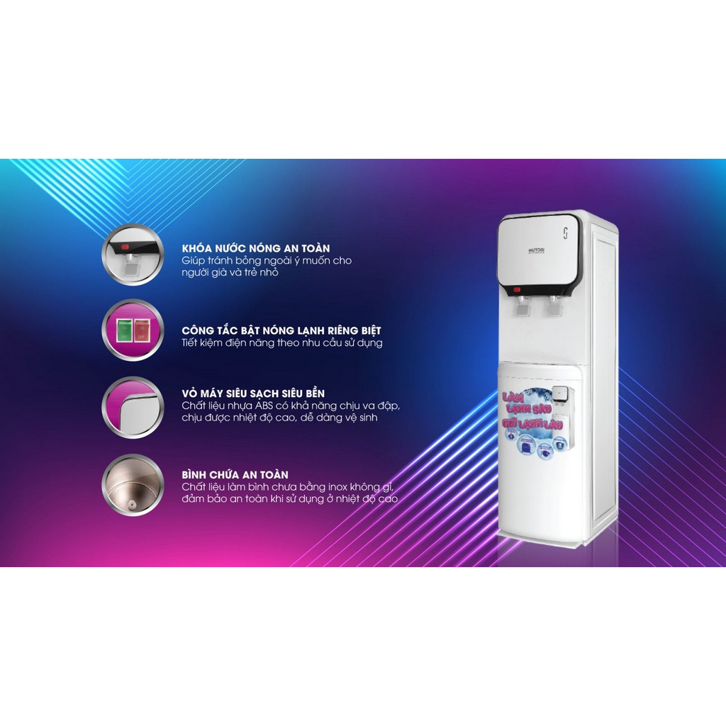 Cây nước nóng lạnh Mutosi MD-200S, công nghệ thông minh, khóa an toàn cho trẻ em