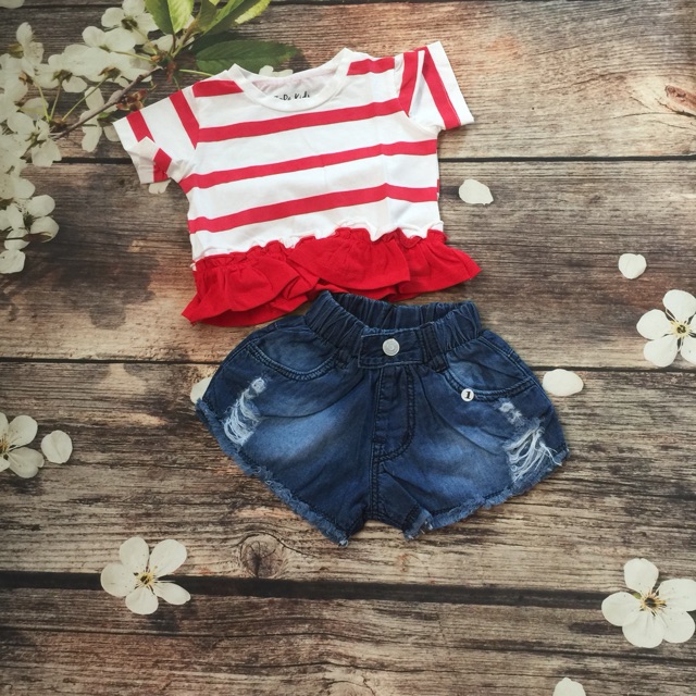 BỘ BÉ GÁI QUẦN JEANS RÁCH