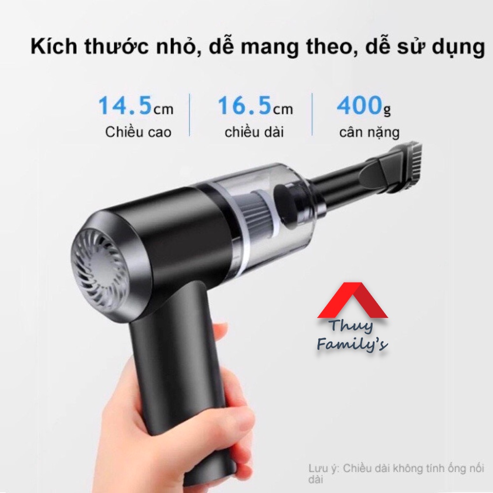 Máy hút bụi cầm tay mini không dây DHA, vệ sinh ô tô, hút bụi giường nệm, lông chó mèo