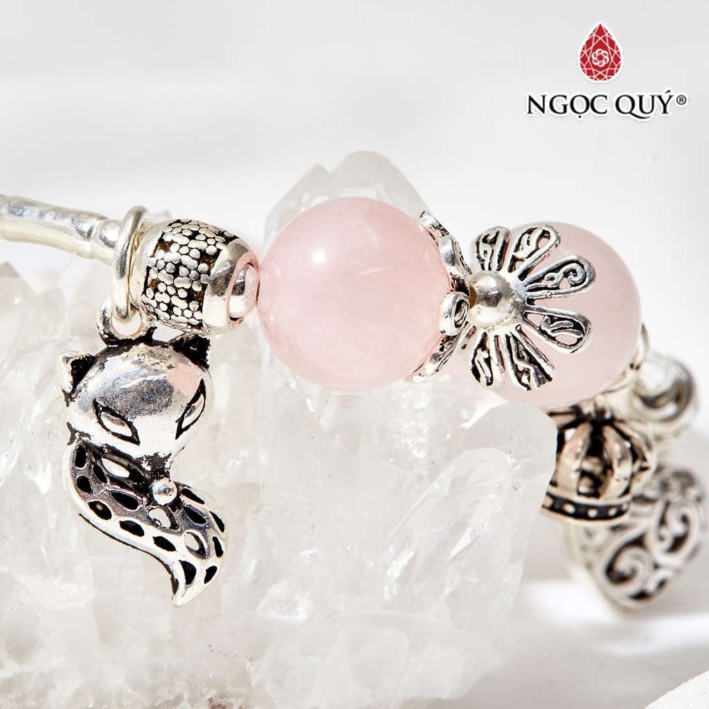 Vòng tay TA hồng phối charm hồ ly - Ngọc Quý