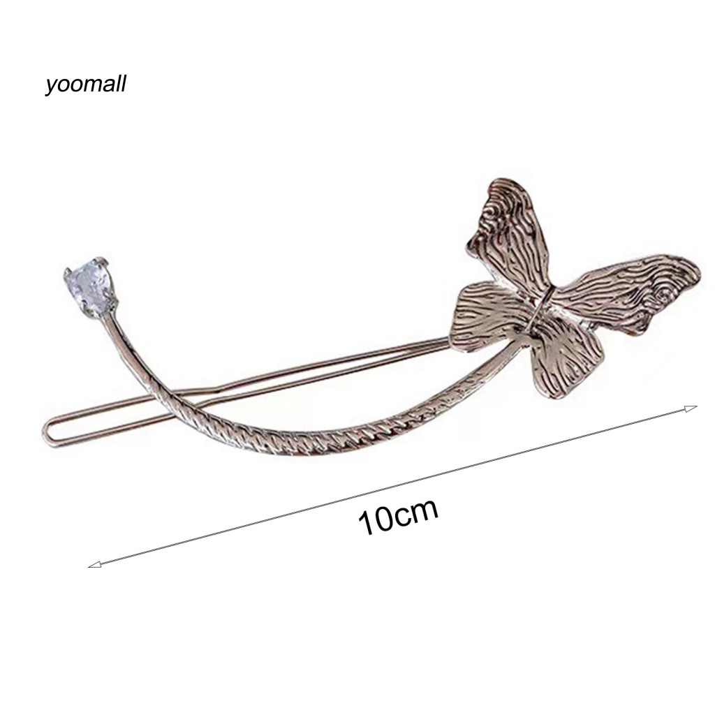 / Yo / Kẹp Tóc Hình Bướm Đính Đá Zircon Thanh Lịch Cho Nữ