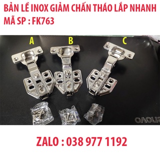 Bản lề fuki chính hãng fk763 inox giảm chấn tháo lắp nhanh kèm vít