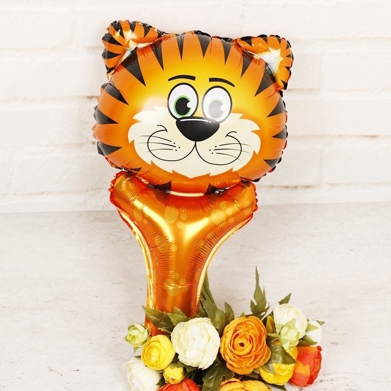 1 Bong Bóng Lá Nhôm Hình Đầu Động Vật Mini Cầm Tay Trang Trí Tiệc Sinh Nhật Cho Bé