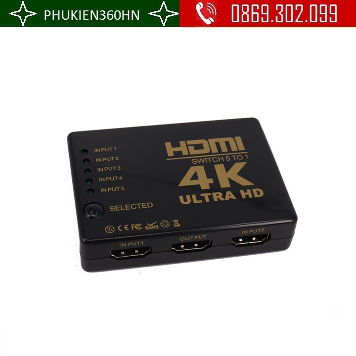 Bộ gộp HDMI 5 vào 1 ra hỗ trợ 4K - HDMI5-1_4K