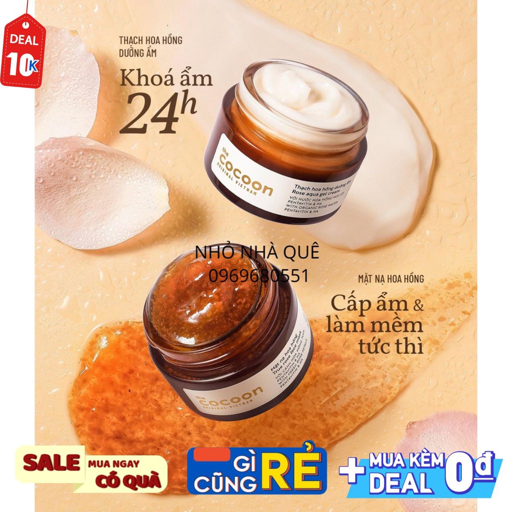 Mặt nạ hoa hồng cocoon 100ml cấp ẩm thuần chay