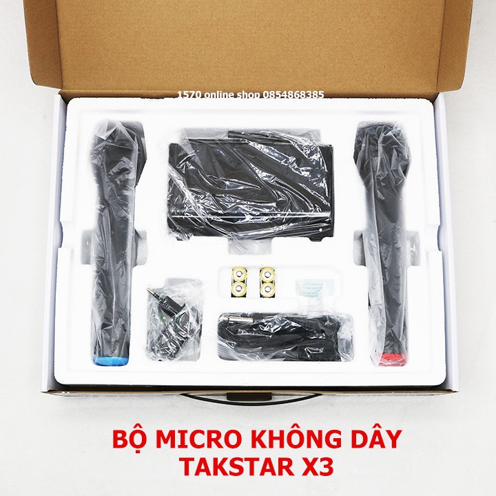 Micro karaoke không dây gia đình Takstar X3 | Giá rẻ, sóng UHF, công nghệ khóa pha tần số, khoảng cách sử dụng 50M