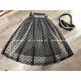 chân váy ren chấm bi