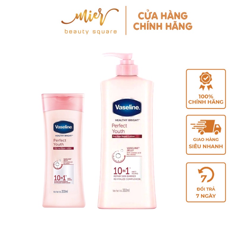 Sữa Dưỡng Thể Trắng Da Ngăn Ngừa Lão Hóa Vaseline Healthy White Perfect 10 AHA &amp; Pro-Retinol 200~350ml