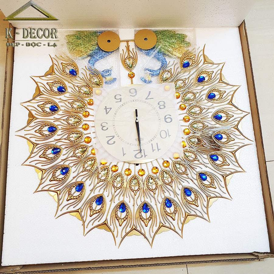 Đồng hồ treo tường đôi chim công trang trí phòng khách kim trôi cao cấp  K686 đồng hồ trang trí KOKA