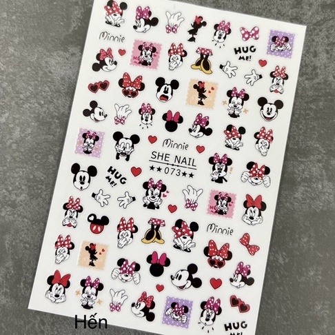 Sticker dán móng cao cấp - stick hoa, gấu, mickey - Phụ Kiến Design Nail