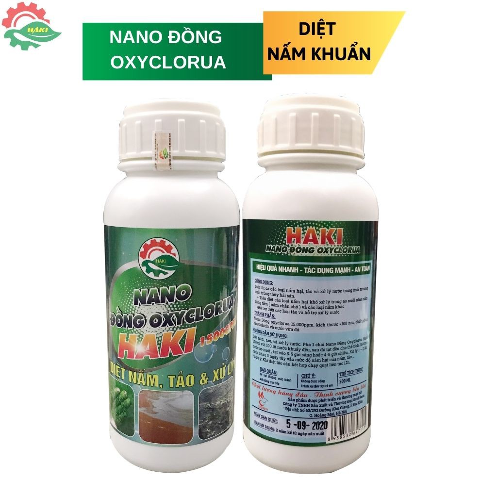 Nano bạc Haki 500ppm + Nano Đồng oxyclorua 15000ppm làm trong nước ao nuôi và phòng bệnh cho thủy sản