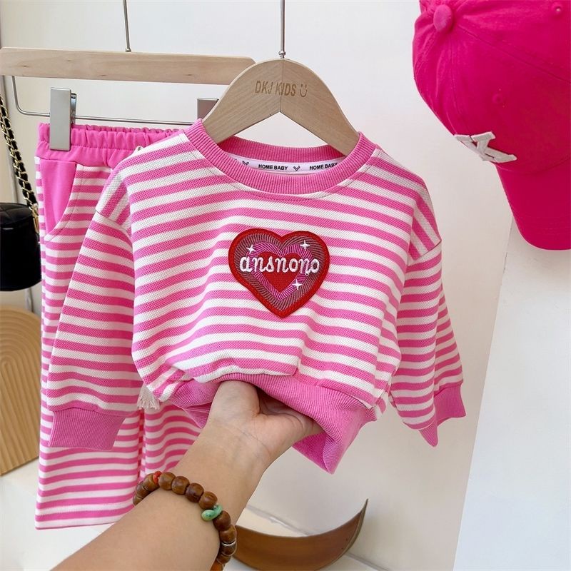 Bộ Đồ Thể Thao Hai Mảnh Áo Sweater Kẻ Sọc + Quần Ống Rộng Phong Cách Hàn Quốc Thời Trang Mùa Thu 2022 Mới Dành Cho Bạn