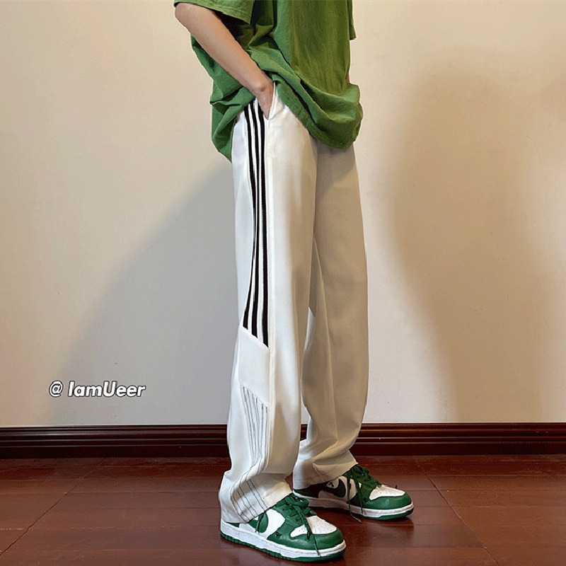 Quần ống rộng Họa Tiết Kẻ Sọc Phong Cách Hàn Quốc Thời Trang Cho Nam Size M-3XL