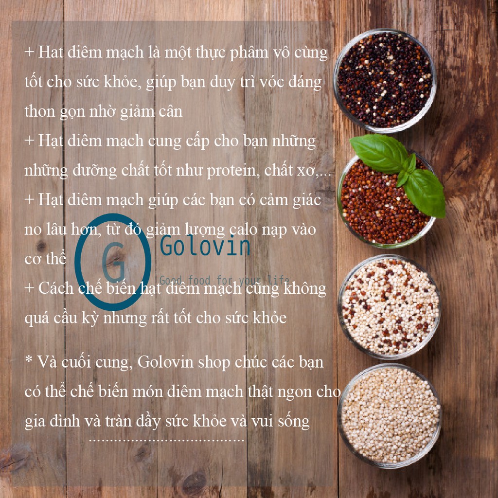 Hạt diêm mạch Quinoa mix 3 loại Absolute Organic túi 400gr cung chất chất xơ, protein giảm cân, bé ăn dặm Golovin Shop