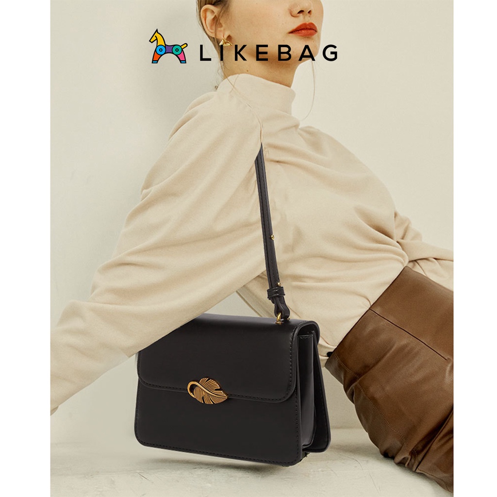 Túi xách nữ đeo vai, kẹp nách thời trang LIKEBAG form vuông nắp gập hình lá nữ tính 6713 - LIBAGI
