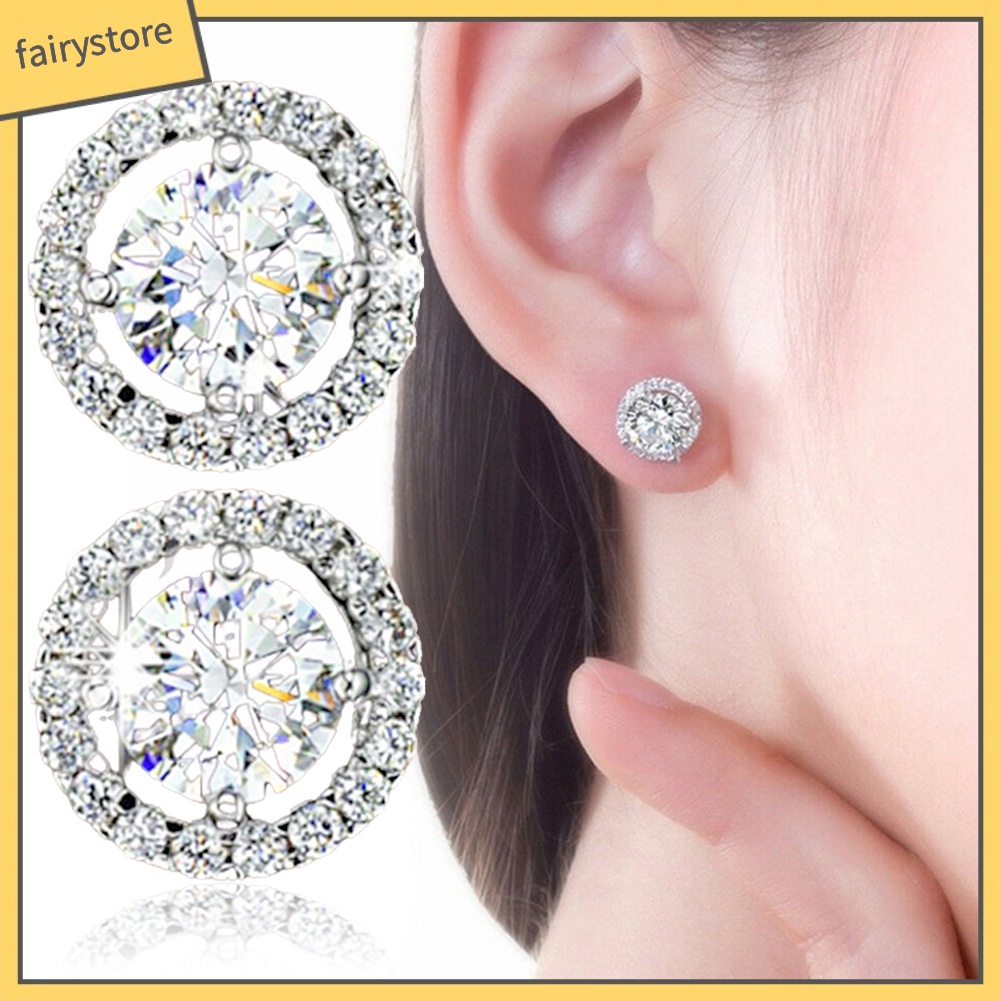 Bông Tai Hợp Kim Đính Đá Kiểu Dáng Sang Trọng