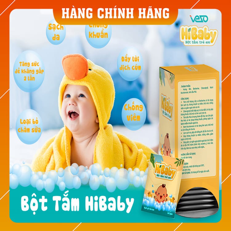 [HÀNG CHÍNH HÃNG] Bột tắm trẻ em HIBABY [1 GÓI DÙNG THỬ 3 GRAM] - Giảm khuẩn, Giảm ngứa, Rôm sảy