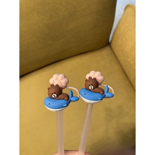 ống hút và combo 3 cốc kèm ống hút mẫu Gấu Thỏ Vịt Brown Cony Sally Line