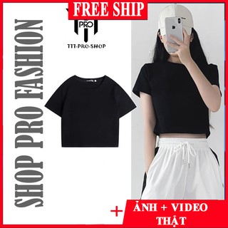 Áo croptop thun nữ, thun gân trơn, áo thun nữ ttt-pro shop đẹp