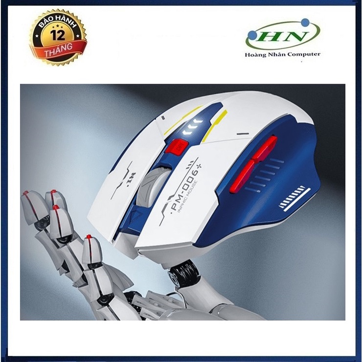 Chuột không dây INPHIC M6P ROBOT kết nối bằng chip USB 2.4GHz thiết kế cực ngầu có đèn led báo hiệu dung lượng pin