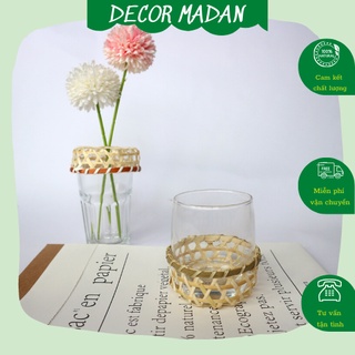 Vỏ cốc tre đan thủ công , khay đựng đồ ăn mini, đồ trang trí decor chụp ảnh - MADAN
