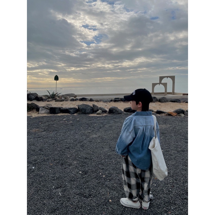 Áo jean denim wax dài tay cao cấp cho bé A824