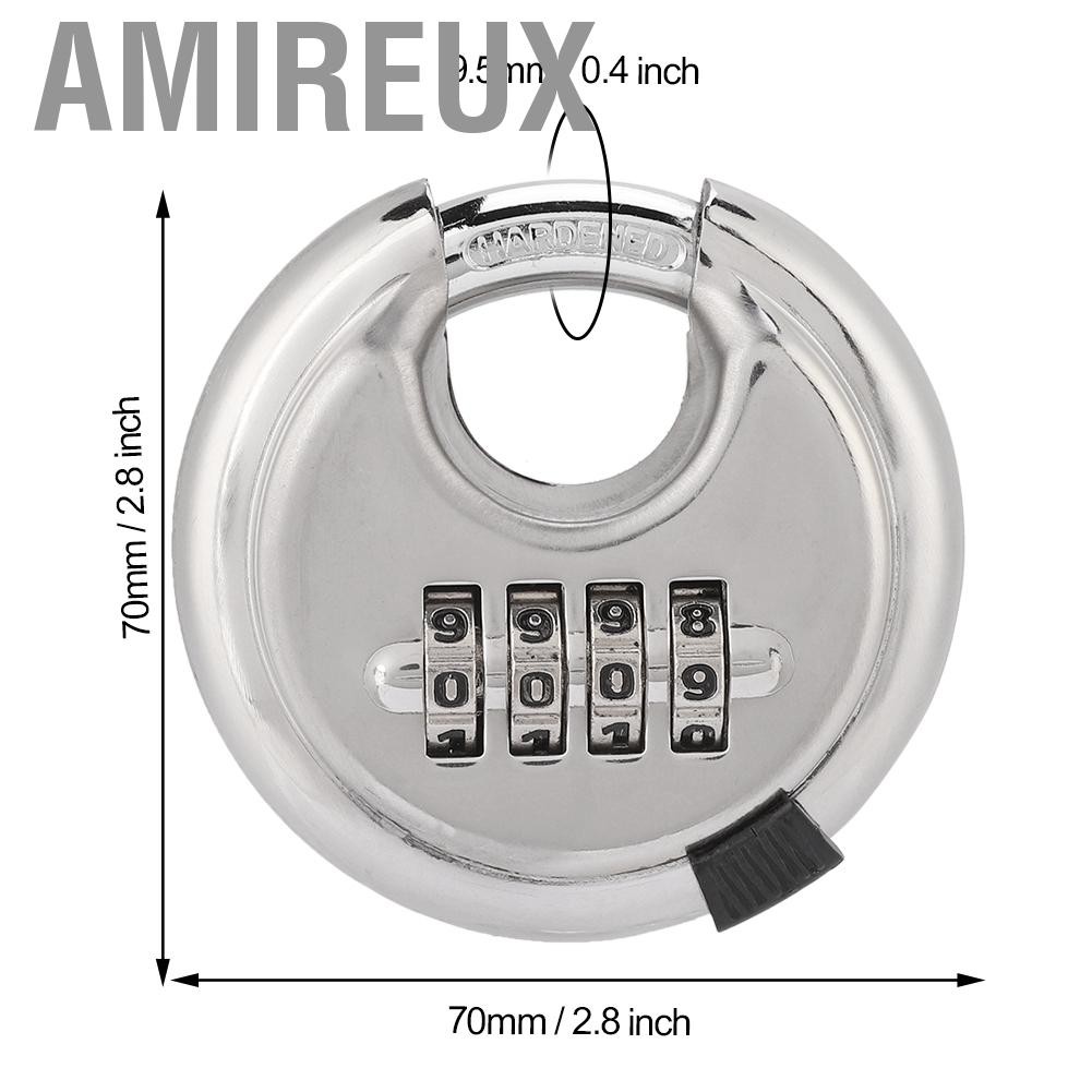 Amireux Outdoor Padlock  Safe Master Lock Strong Stainless Steel Convenient for Gym Bicycle