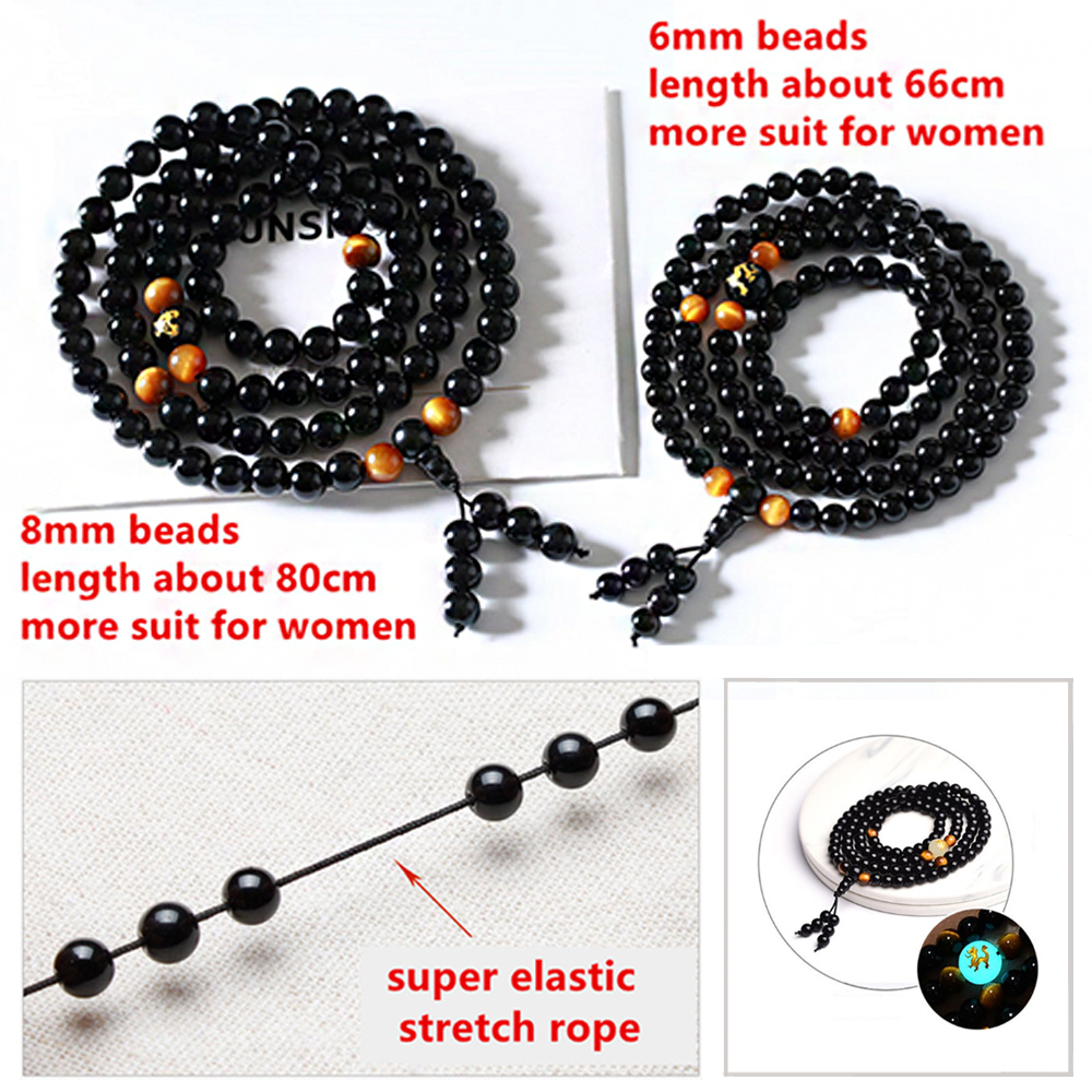 Vòng Tay Đá Obsidian Handmade Phát Sáng Trong Bóng Tối Độc Đáo