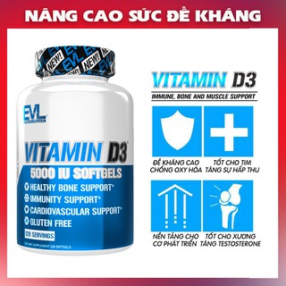 Vitamin D3 5000 IU bổ sung nâng cao sức đề kháng (120 viên)