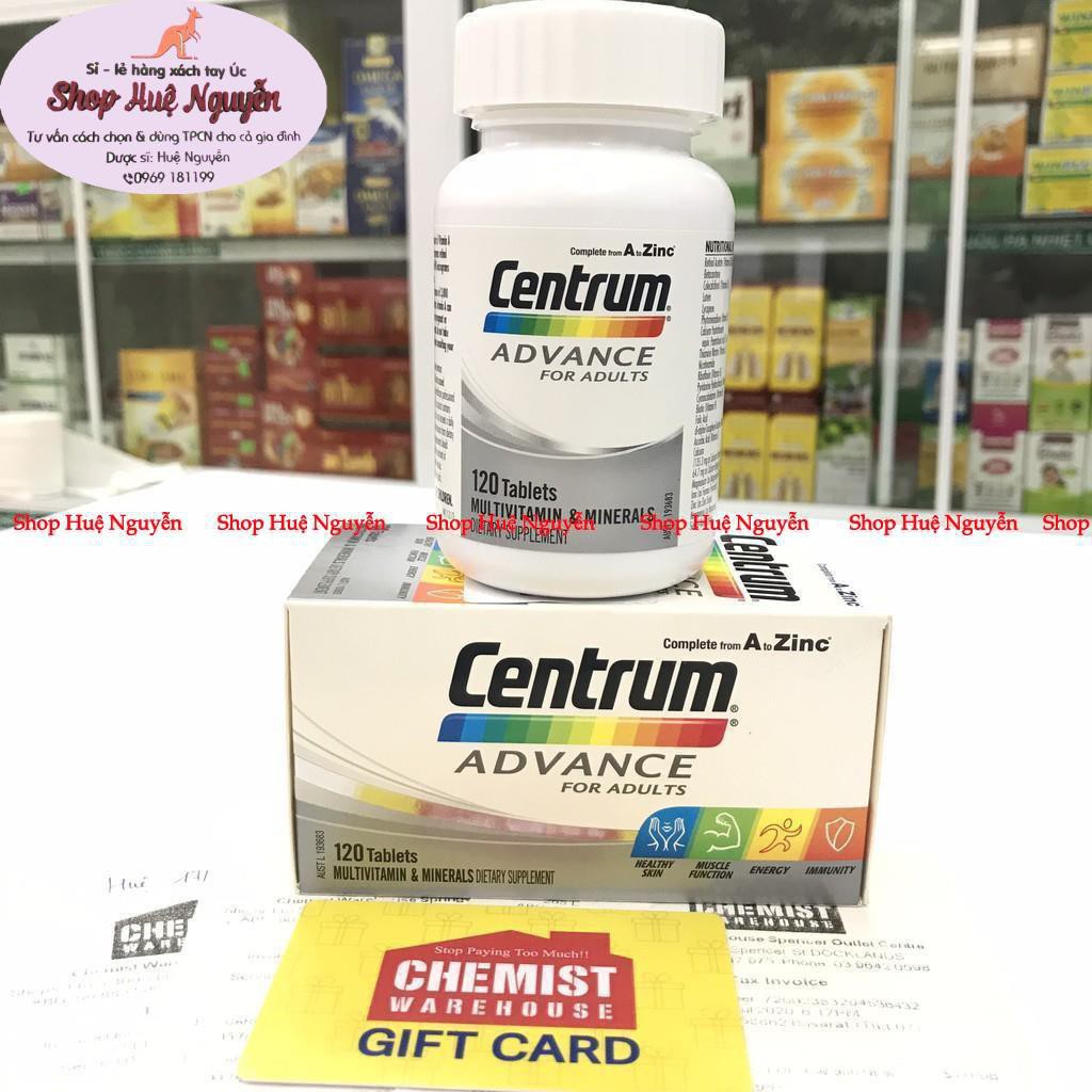 Vitamin tổng hợp Centrum Advance cho người lớn 120 viên và 100 viên