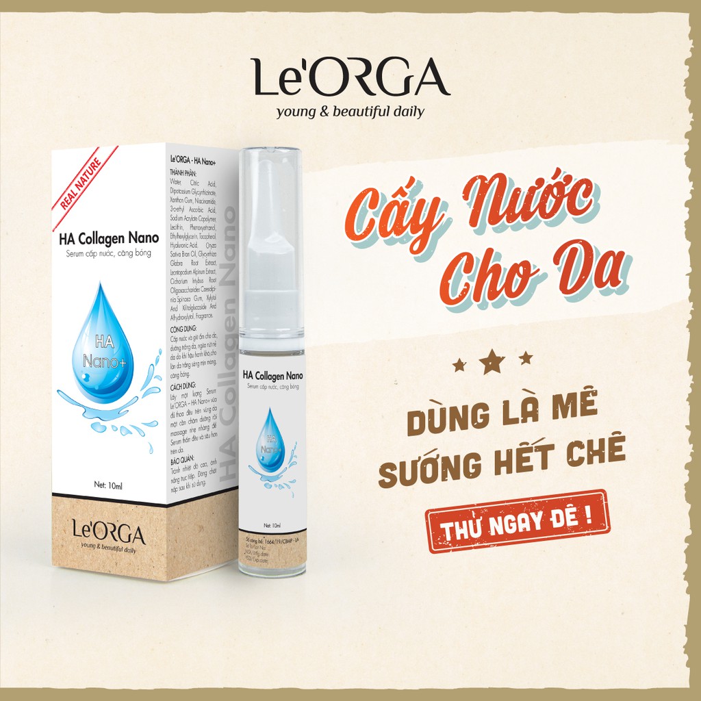 Serum Dưỡng Ẩm Le'Orga - Tinh Chất Cấp Nước Cho Da Khô, Mụn, Hỗn Hợp, Giúp Căng Bóng Dưỡng Trắng Trẻ Hoá