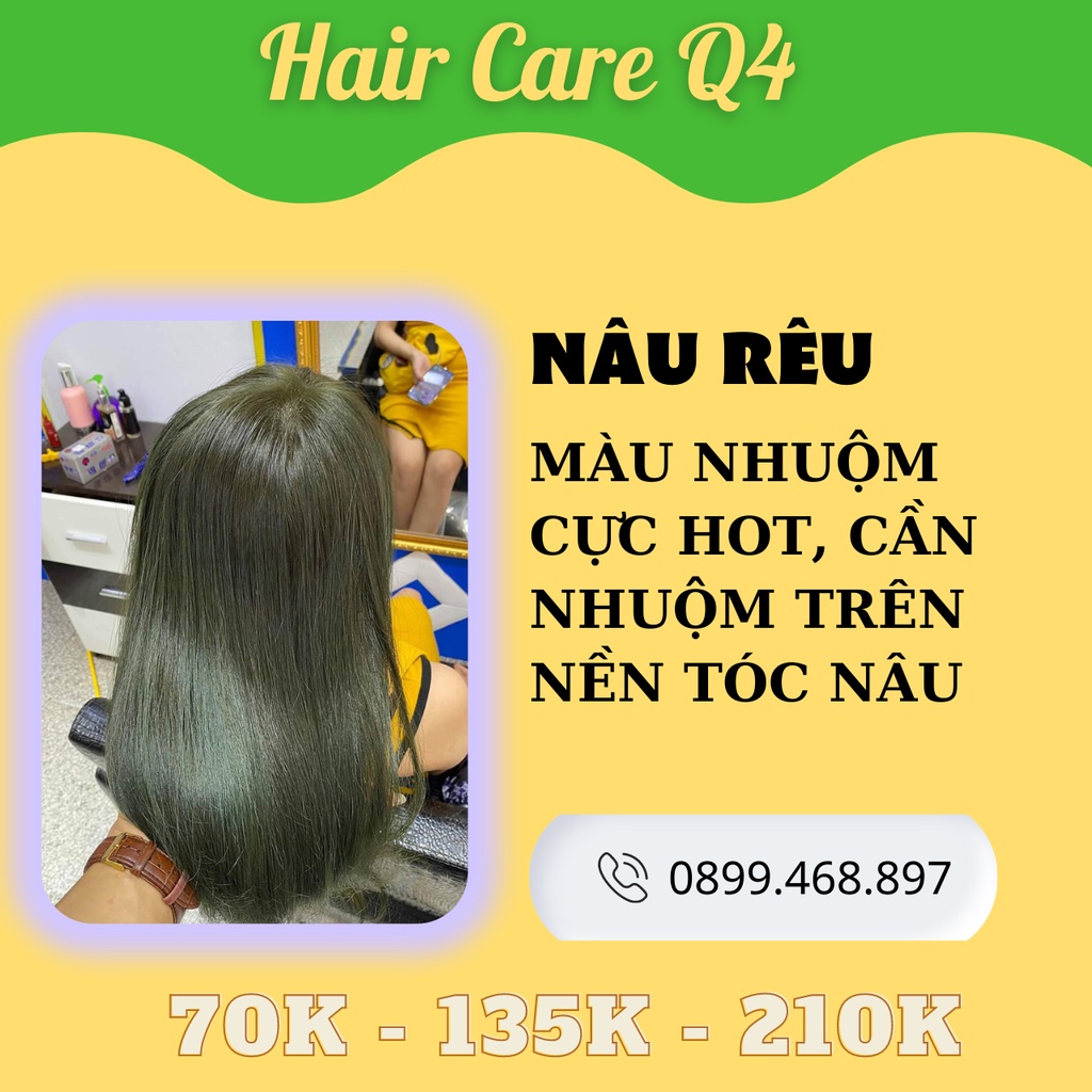 Thuốc Nhuộm Tóc màu xanh rêu, nâu rêu không tẩy- Hair CAre Q4