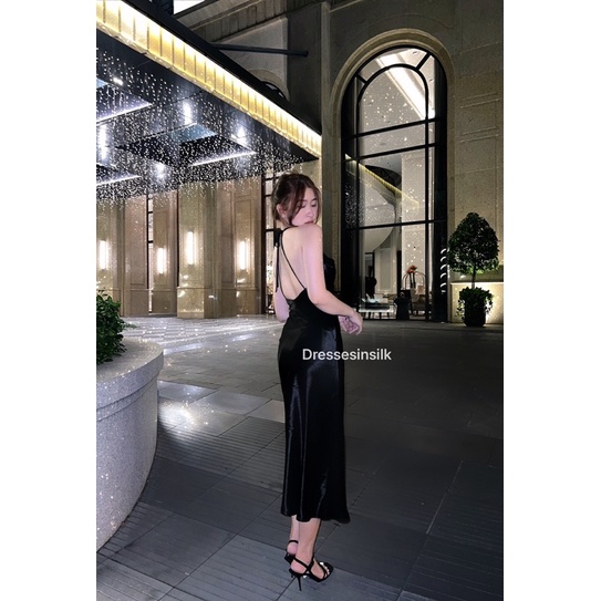 Đầm Lụa Lưng V Không Mút