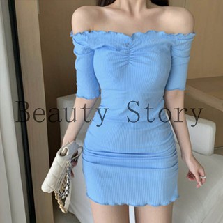 Đầm liền mảnh cổ xẻ tà sexy của phụ nữ Chặt chẽ váy mini