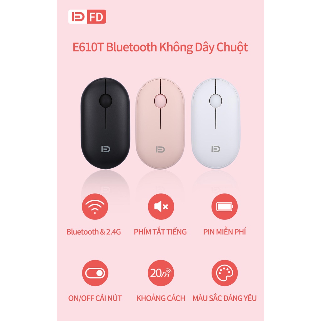 FD E610t Chuột Bluetooth Chuột Không Dây 2.4G Nhấp để tắt tiếng Thích hợp cho điện thoại di động, máy tính và máy tính b