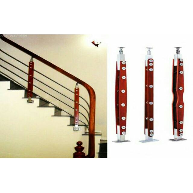 Trụ cầu thang, lan can inox 304