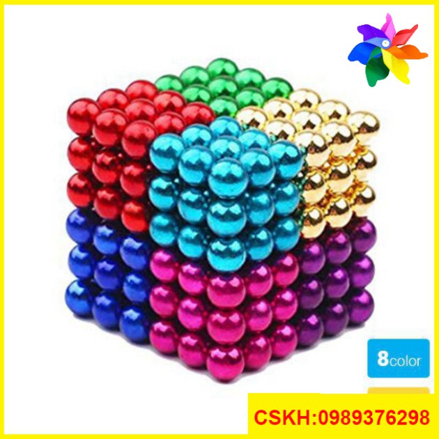 Bộ Bi Xếp Hình BuckyBalls Rainbow 8 màu 216 viên đường Kính 5mm Hộp Nhôm Sang Trọng