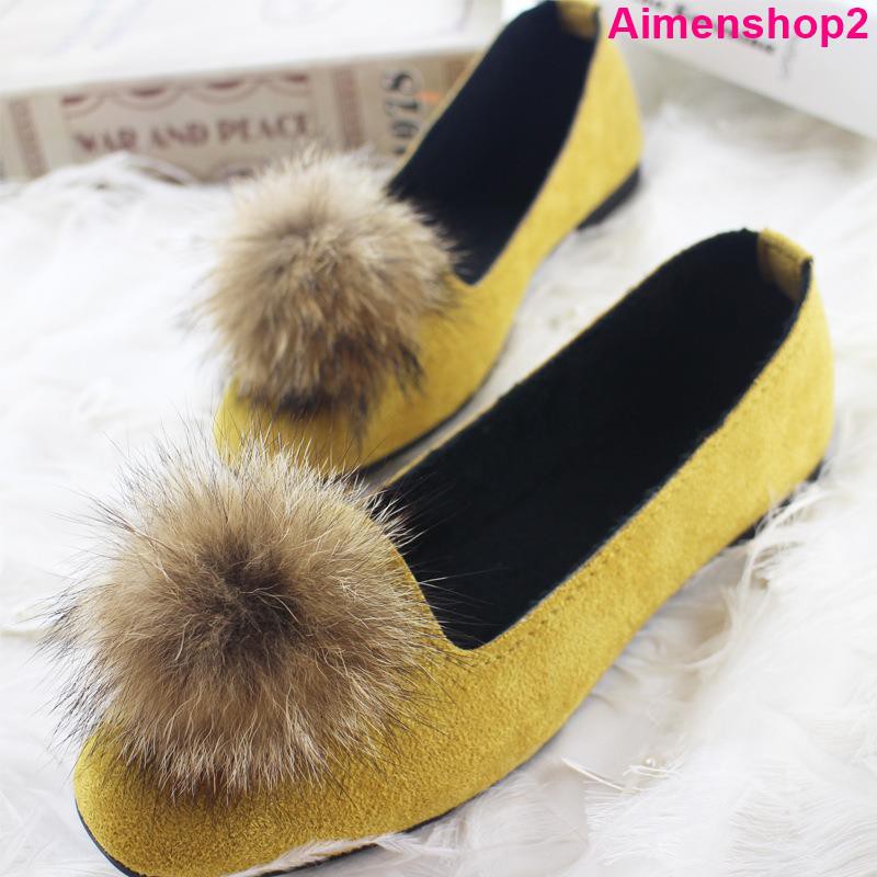 Giày Lười Da Lộn Phối Nhung Đế Bằng Kiểu Hàn Quốc Thời Trang Mùa Thu Cho Nữ 2021 Size 35~43