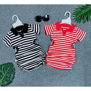 Đầm Body Sọc Đen Đỏ Chất Thun Bé Gái