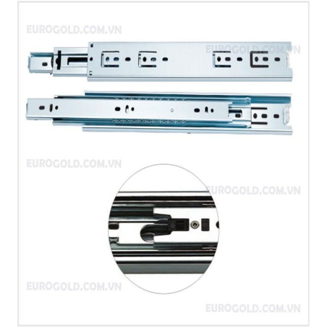 Thanh ray bi trượt hốc tủ không giảm chấn, Thanh trượt bi 3 tầng bản 25cm - 50cm, Ray trượt ngăn kéo